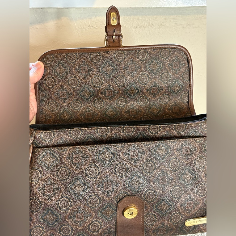 VTG Liz Claiborne Crossbody Brown Paisley Leather Purse Bag - Picture 12 of 16